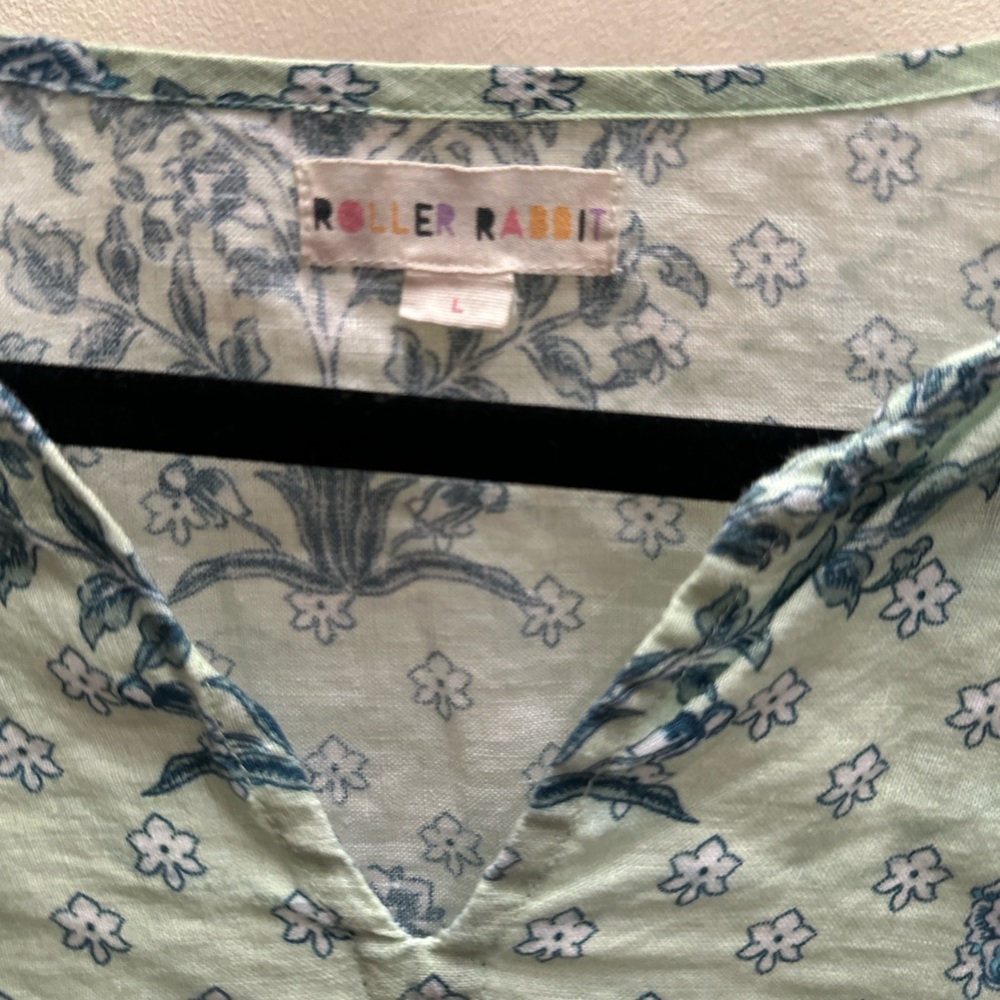 Roller Rabbit Blue and Green Floral Tunic NWOT - Picture 2 of 4